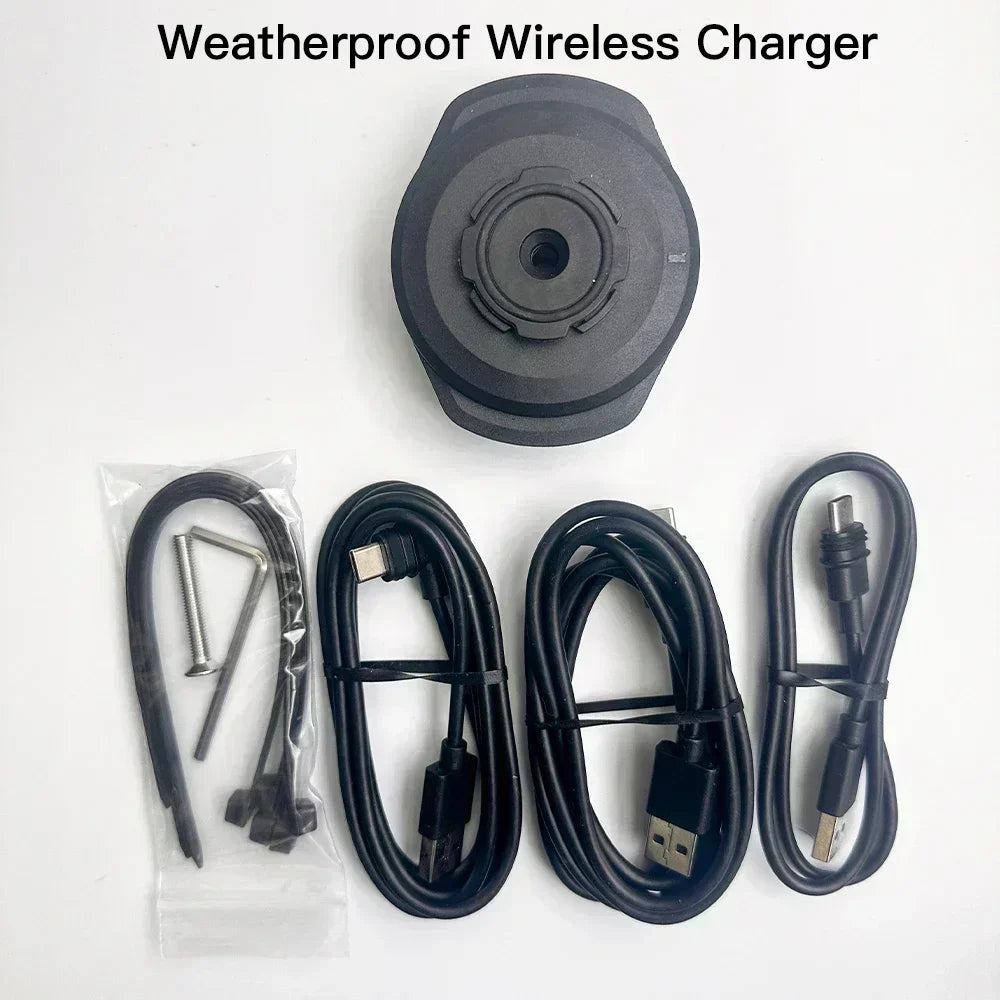 Motorcycle Handlebar Stem Fork Phone Mount — Vibration Dampener with MAG Universal Adapter, Wireless Charger & Mirror Brake Compatible