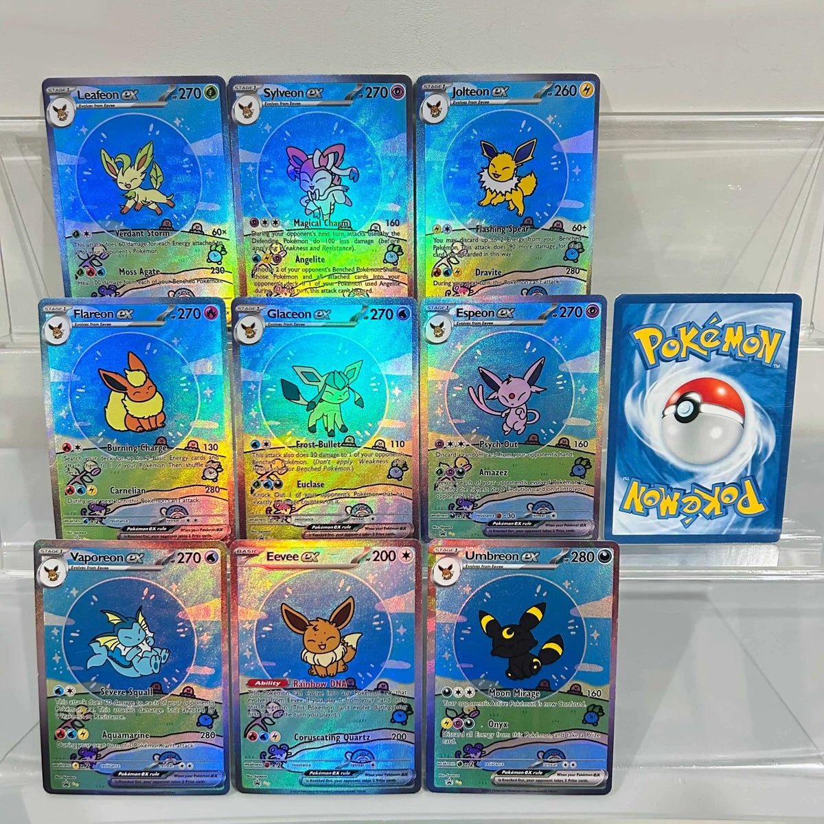 BUBBLE Series 14-Piece EX Card Set - Eeveelutions Gengar Dragonite Victini Holographic Anime Collection