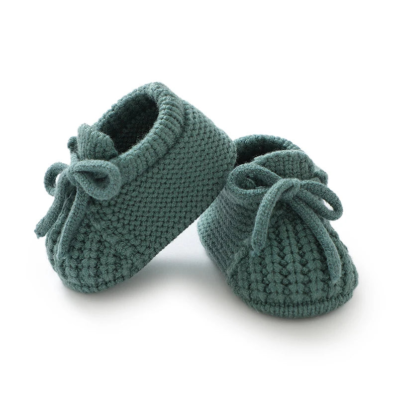 Newborn Baby Shoes — Knitted First Boots for Boys & Girls, Solid Toddler Bed Footwear 0-18M