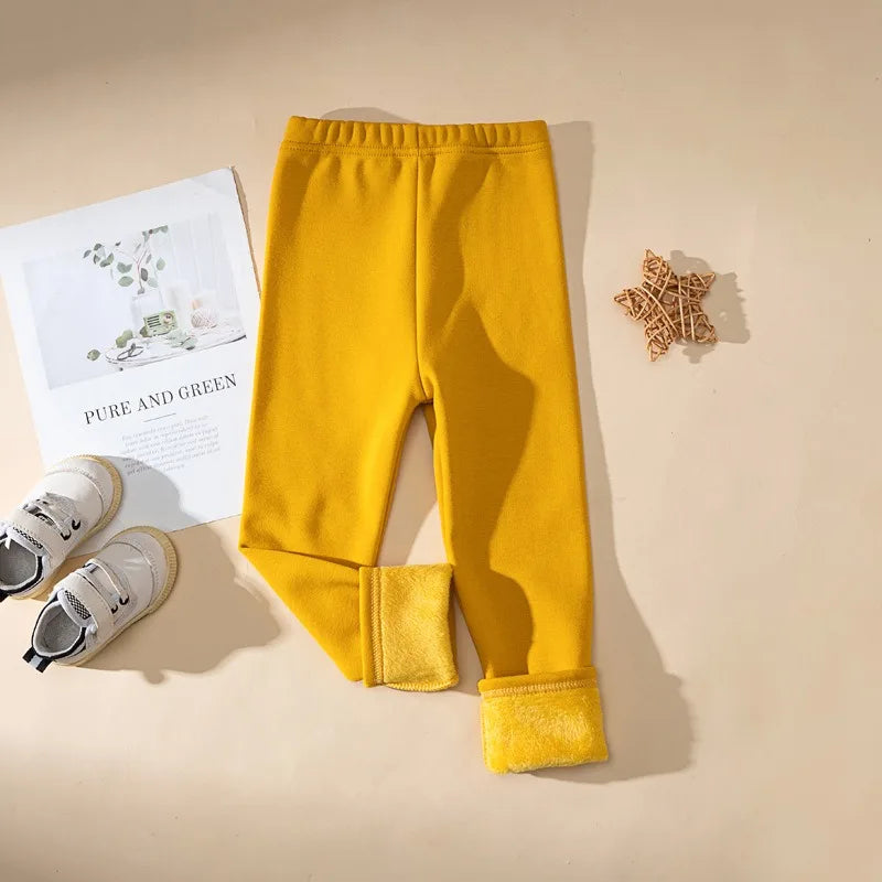 Winter Girls’ Fleece-Lined Thickened Trousers – Slim-Fit, Elastic Candy-Colored Pants to Keep Your Princess Cozy