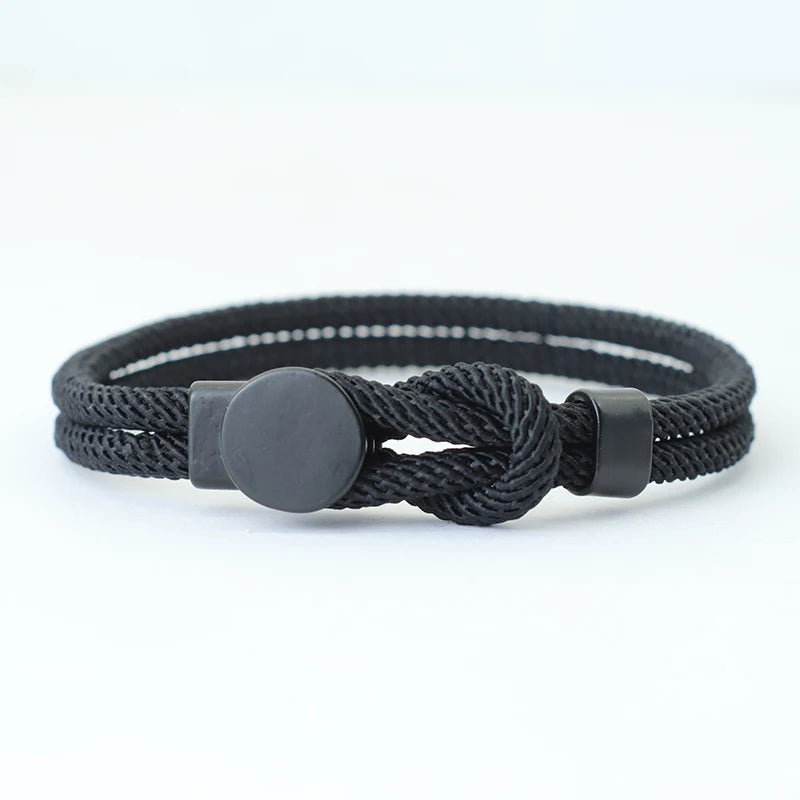 Men’s Double Layer Rope Bracelet – 4mm Nylon Cord Lucky Red Thread Pulsera, 3 Sizes Gift for Him