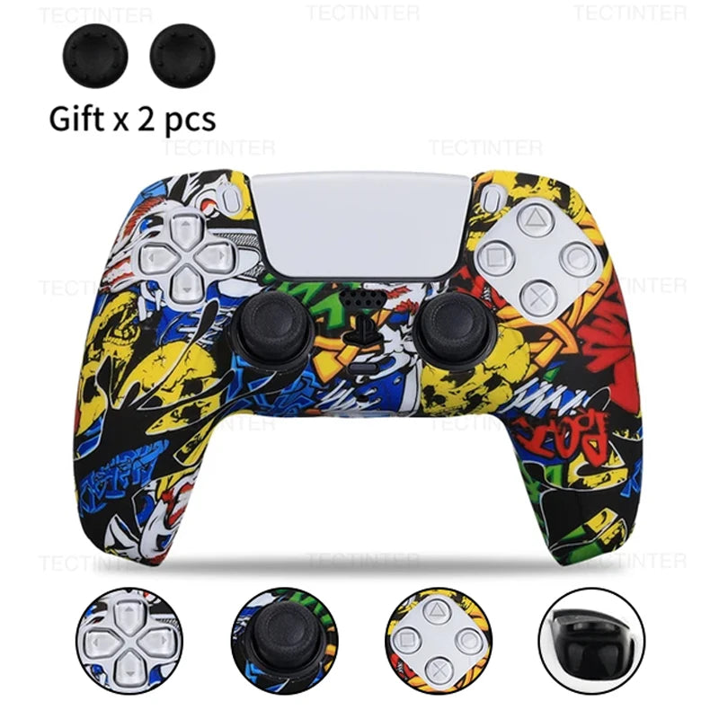 Protective Silicone Cover for PS5 Controller – Anti-Slip Skin Case with Thumb Grips for PS5 Slim Gamepad
