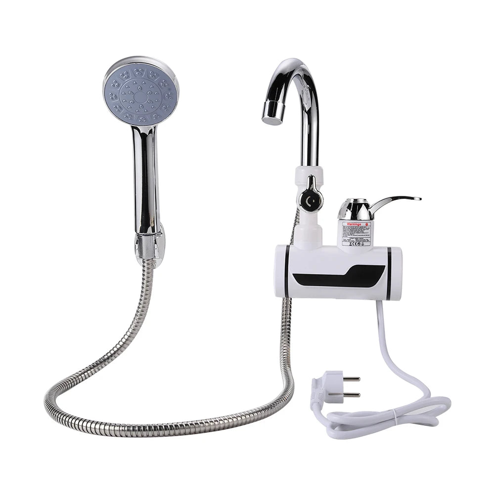 3000W Instant Electric Water Heater — EU Plug Digital Display Tankless Shower & Kitchen Faucet 220V