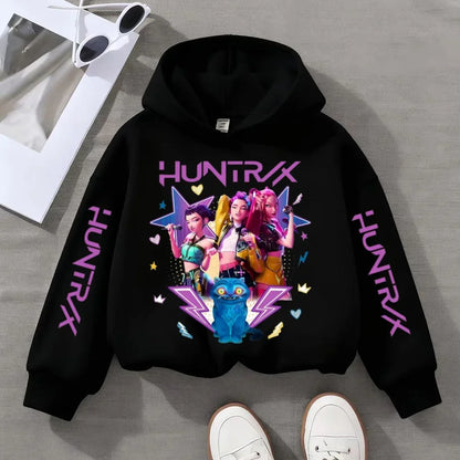 KPop Devil Hunter Printed Kids Hoodie – Autumn & Winter Warm Casual Sweatshirt for Boys & Girls