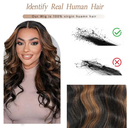 1B30 Highlight Blonde Body Wave Wig – 13x4 HD Lace Frontal, Pre-Plucked Brazilian Human Hair, 200% Density