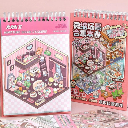 20Pcs Cartoon Landscape Sticker Book - 3D DIY Forest Village Scene Stickers Pocket Activity Gift for Kids Students