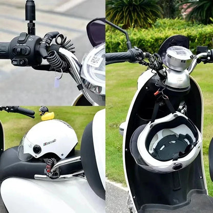 Universal Motorcycle & Bicycle Security Lock – Portable Helmet Password Wire Anti-Theft MTB & Road Bike Lock