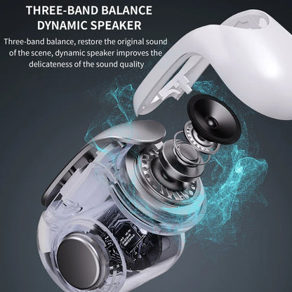 V12 Open Ear Wireless Earbuds - HiFi Stereo Bluetooth Sports Headphones with HD Mic & Ear Clip Design