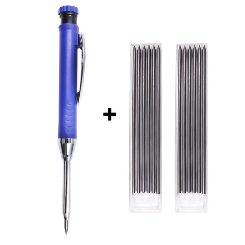 Solid Carpenter Mechanical Pencil – Woodworking Marking Tool with 3 Color Refills, Built-in Sharpener, and Scriber Lead