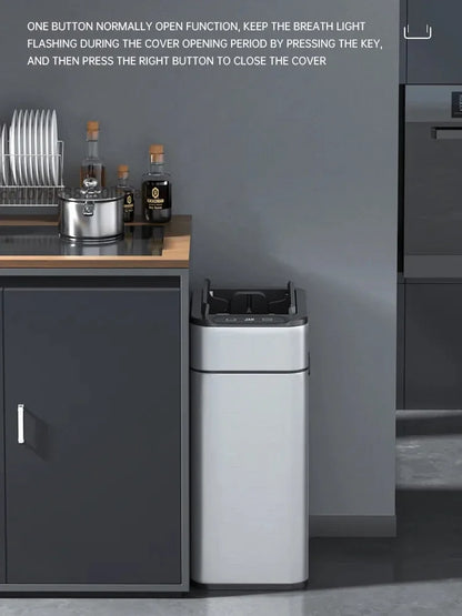 Smart Stainless Steel Trash Can – Automatic Wastebin for Kitchen & Home, 20-60L Large Capacity Garbage Bin