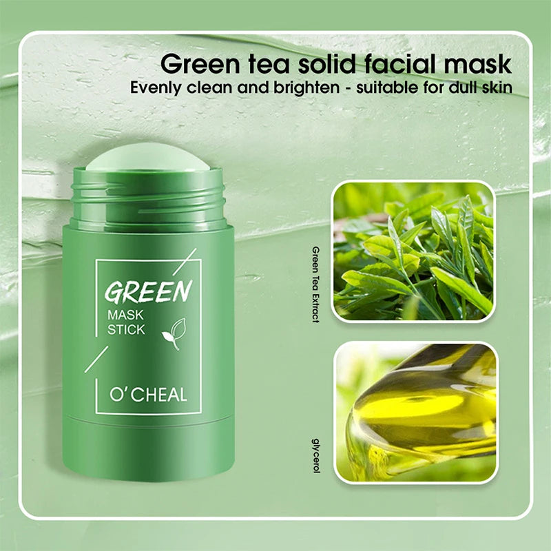 Green Tea & Honey Peach Facial Mask Stick – Pore Cleansing, Moisturizing & Charcoal Mud Mask
