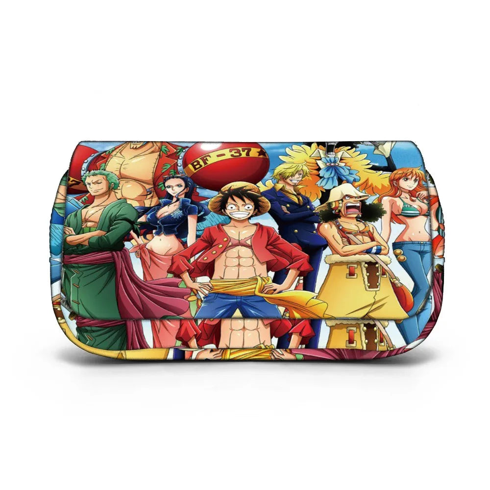One Piece Pencil Case – Large Capacity Anime Pen Bag with Luffy & Zoro Print for Students & Gifts