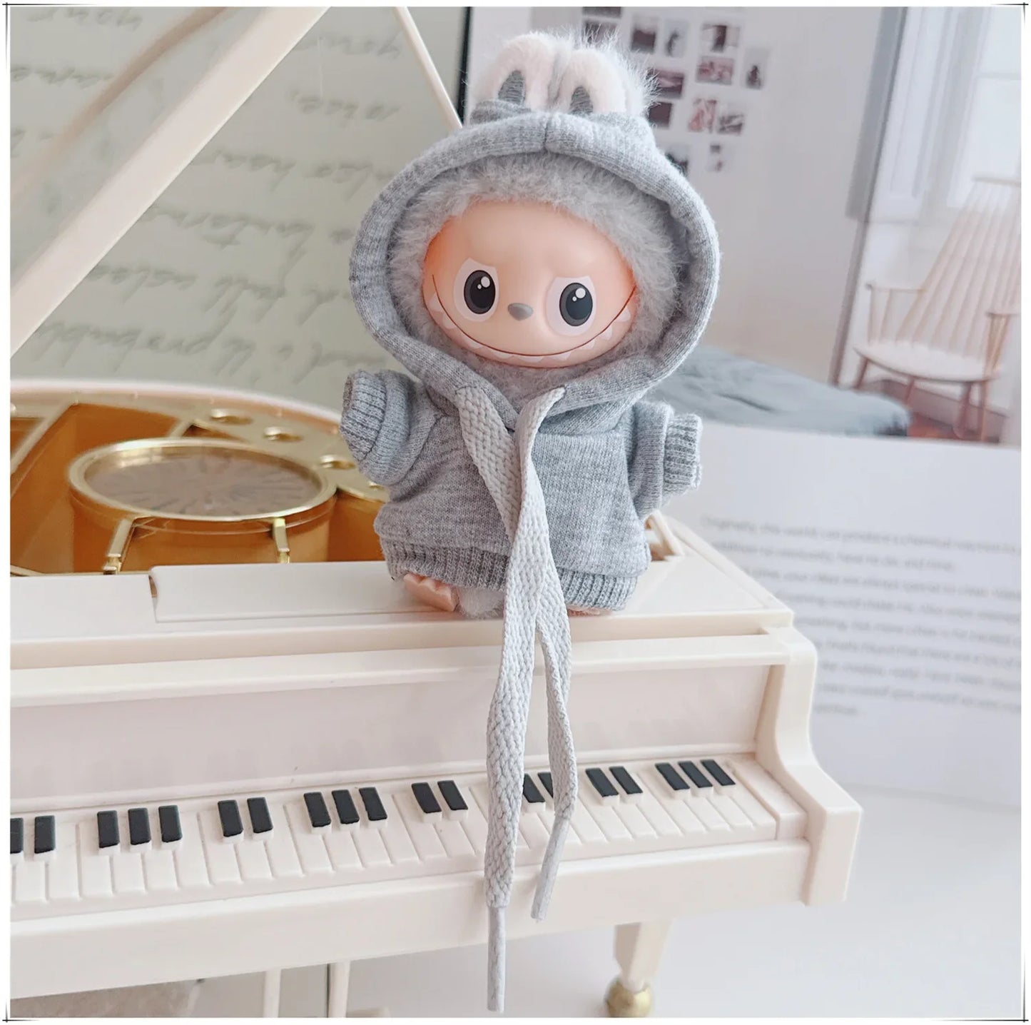 Labubu 4.0 Doll Hooded Sweater – Casual Sportswear Outfit for Mini Labubu V4 Dolls
