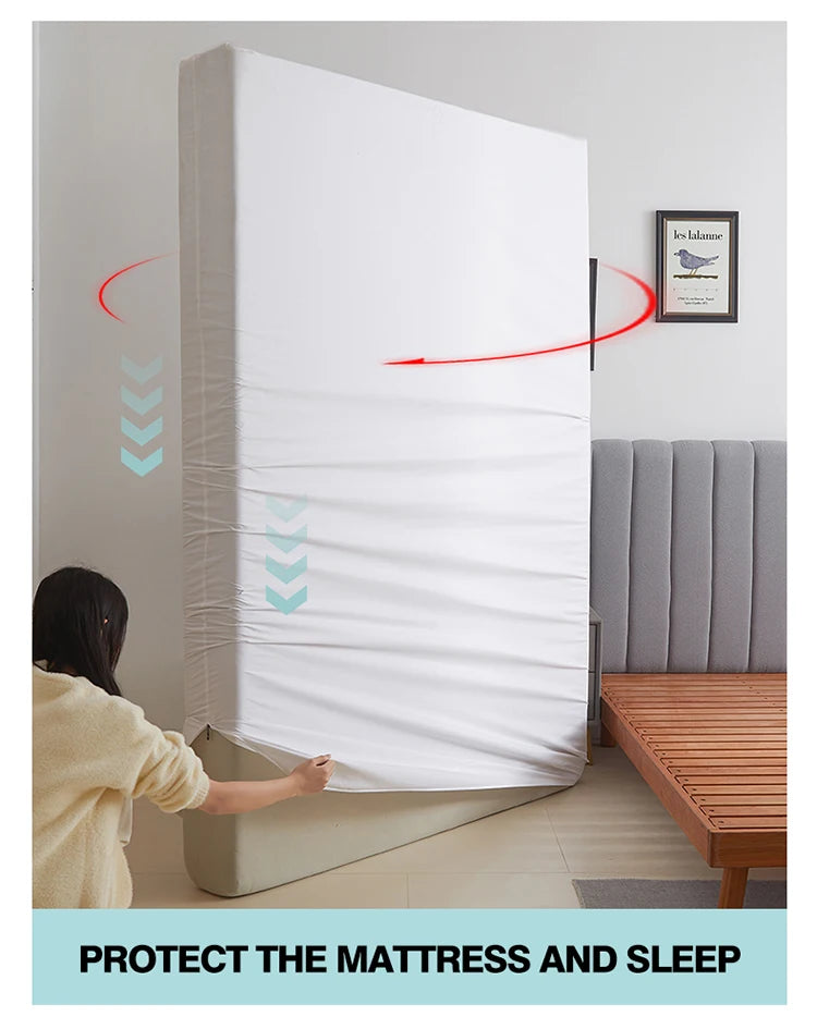Waterproof Mattress Protector with Zipper - Soft, Breathable & Noiseless Cover for Single, Double, Queen, or King Size Bed