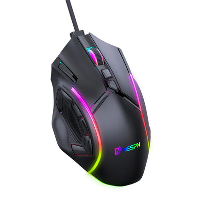 12800DPI RGB Gaming Mouse – Free Weight Macro with 12 Programmable Keys, 6-Level RGB Light for PC, Mac, PUBG, Laptop