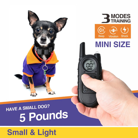 Rechargeable Anti-Bark Training Collar for Small Dogs 5–15 lbs – Ultra-Light Electric Behavior Correction Dog Collar