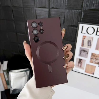 Luxury Matte Magnetic Case for Samsung S25/S24/S23/S22 Ultra & S21/S20 Plus – Magsafe Compatible Note 20 Ultra Phone Cover