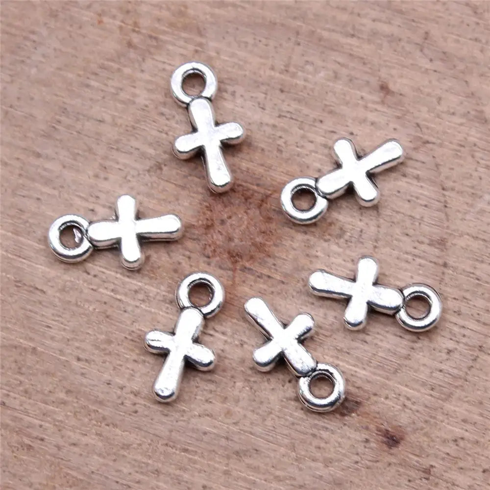40Pcs Alloy Cross Charms - 10x6mm DIY Jewelry Pendants for Bracelets, Necklaces & Crafts