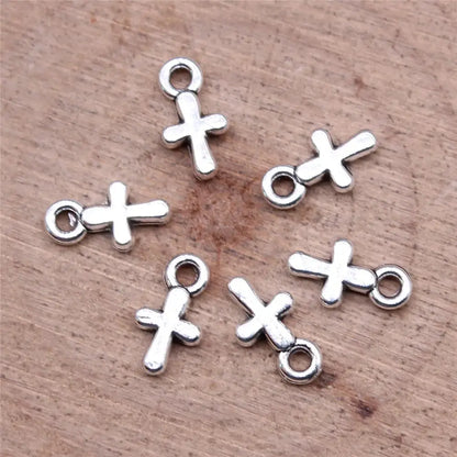40Pcs Alloy Cross Charms - 10x6mm DIY Jewelry Pendants for Bracelets, Necklaces & Crafts
