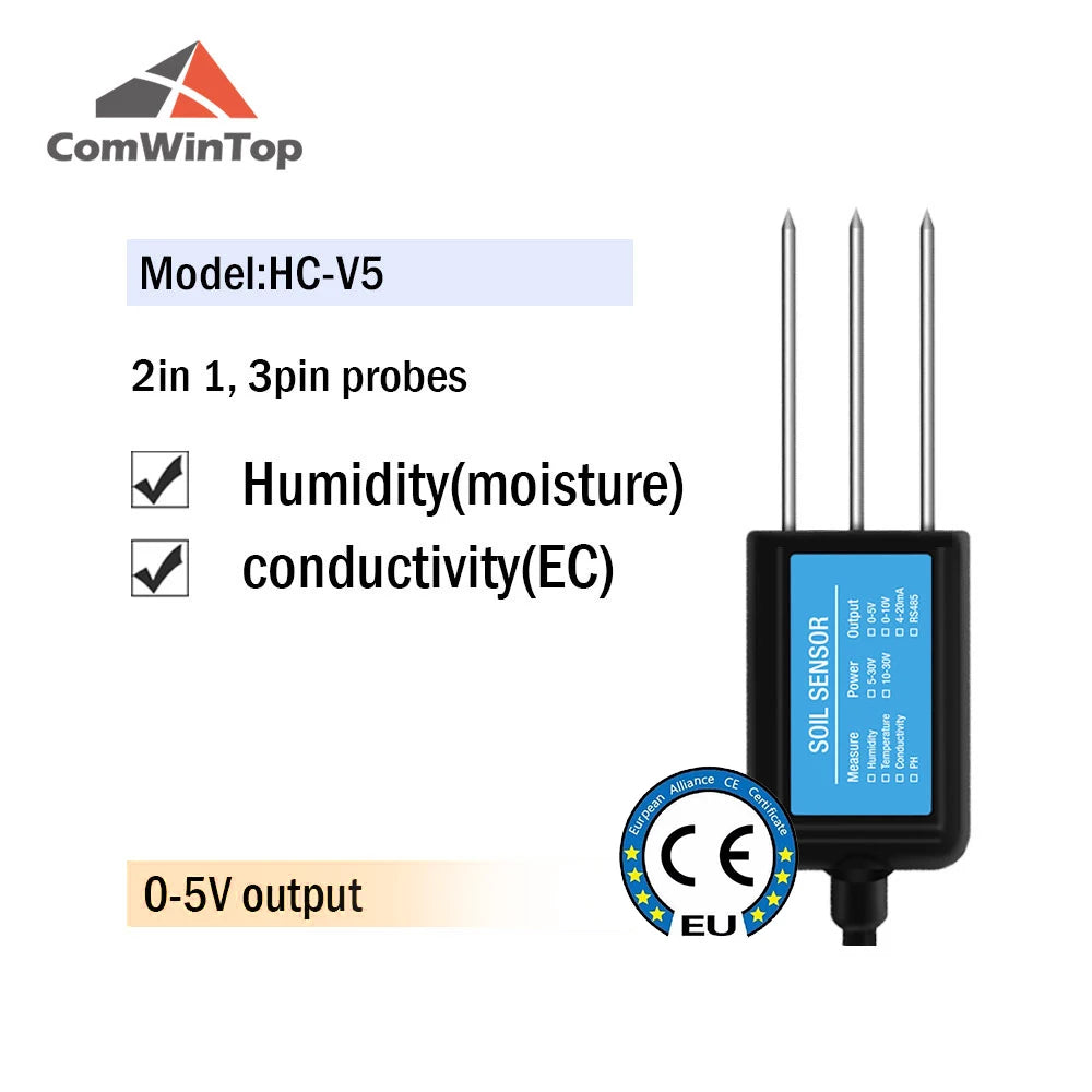 7-in-1 Soil Moisture, Temperature, Humidity, EC, pH & NPK Sensor with RS485, 4-20mA or 0-5V Output