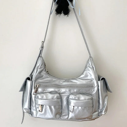 Large Capacity Women’s Sling Bag – Multi-Pocket Retro Leather Shoulder & Crossbody Satchel for Commuting