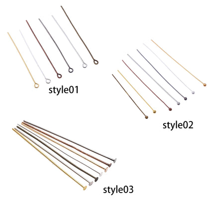 Jewelry Eye Pins & Ball Head Pins - 100/200pcs DIY Findings for Earrings Bracelets Pendants 16-60mm Craft Making Supplies