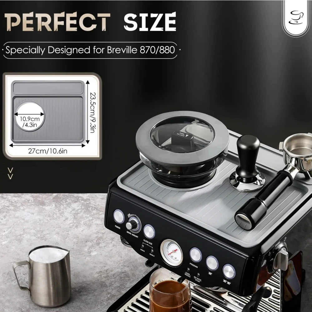 Silicone Coffee Mat for Breville 870/880 – Anti-Slip Espresso Tamper Top Cover, Food-Grade