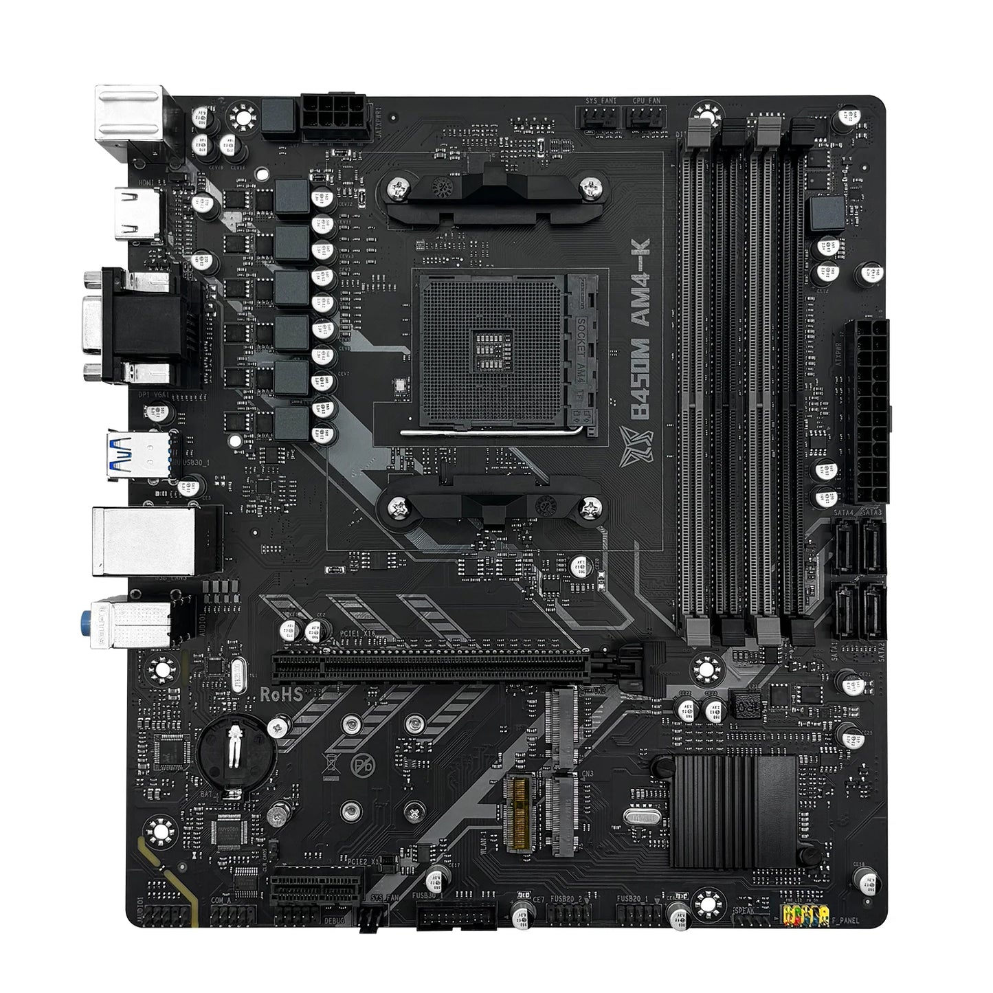 MACHINIST B450M-AM4-K Motherboard – AM4 Ryzen Support, DDR4 RAM, Dual NVMe M.2, HDMI/VGA/DP Interface Gaming PC Board