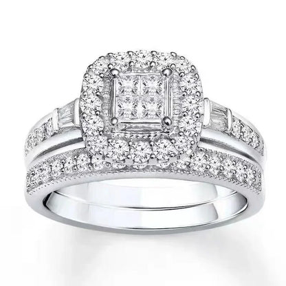 Hip Hop Iced Out Men Ring - Trendy Copper Pave CZ Geometry Jewelry with Bling Cubic Zirconia Design