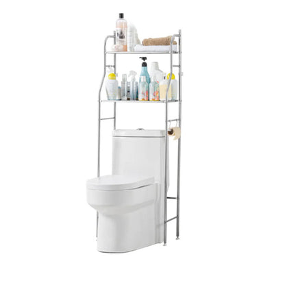 Metal Over-The-Toilet Storage Rack – Bathroom Organizer with Towel Hooks & Toilet Paper Holder