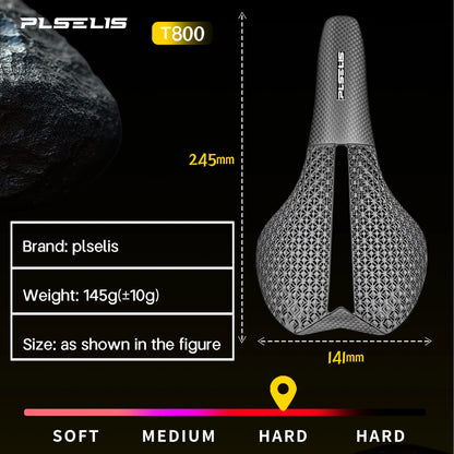 Plselis Carbon Fiber Road Bike Saddle - Lightweight 3D Printed Bicycle Seat 130g Riding Accessory