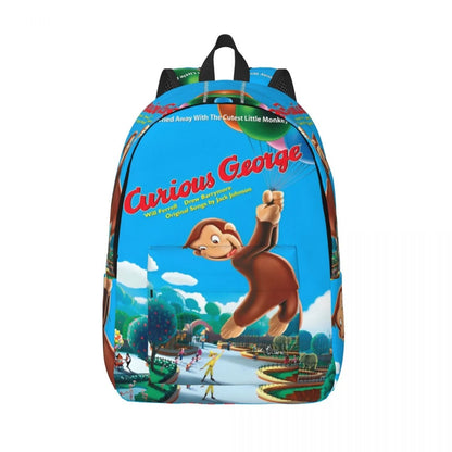 Curious George Cartoon Monkey Backpack - Casual Laptop Shoulder Bag for Students, Work, Travel & Outdoor Use