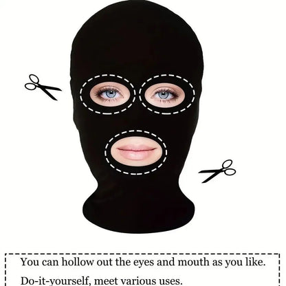 Black Cosplay Full Mask - Breathable Thin Hood Head Cover for Party & Festival Costume Accessories