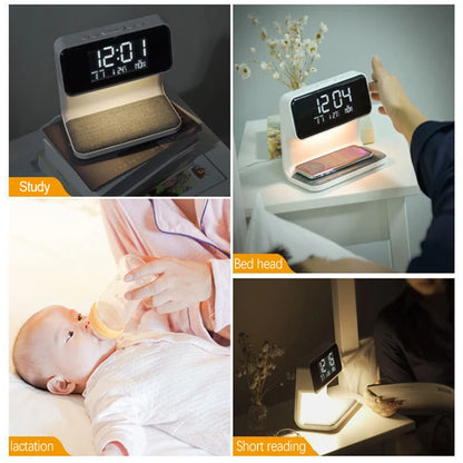ABS Bedside Lamp Clock - USB Plug-In Bedroom & Office Decorative Light for Home and Holiday Atmosphere