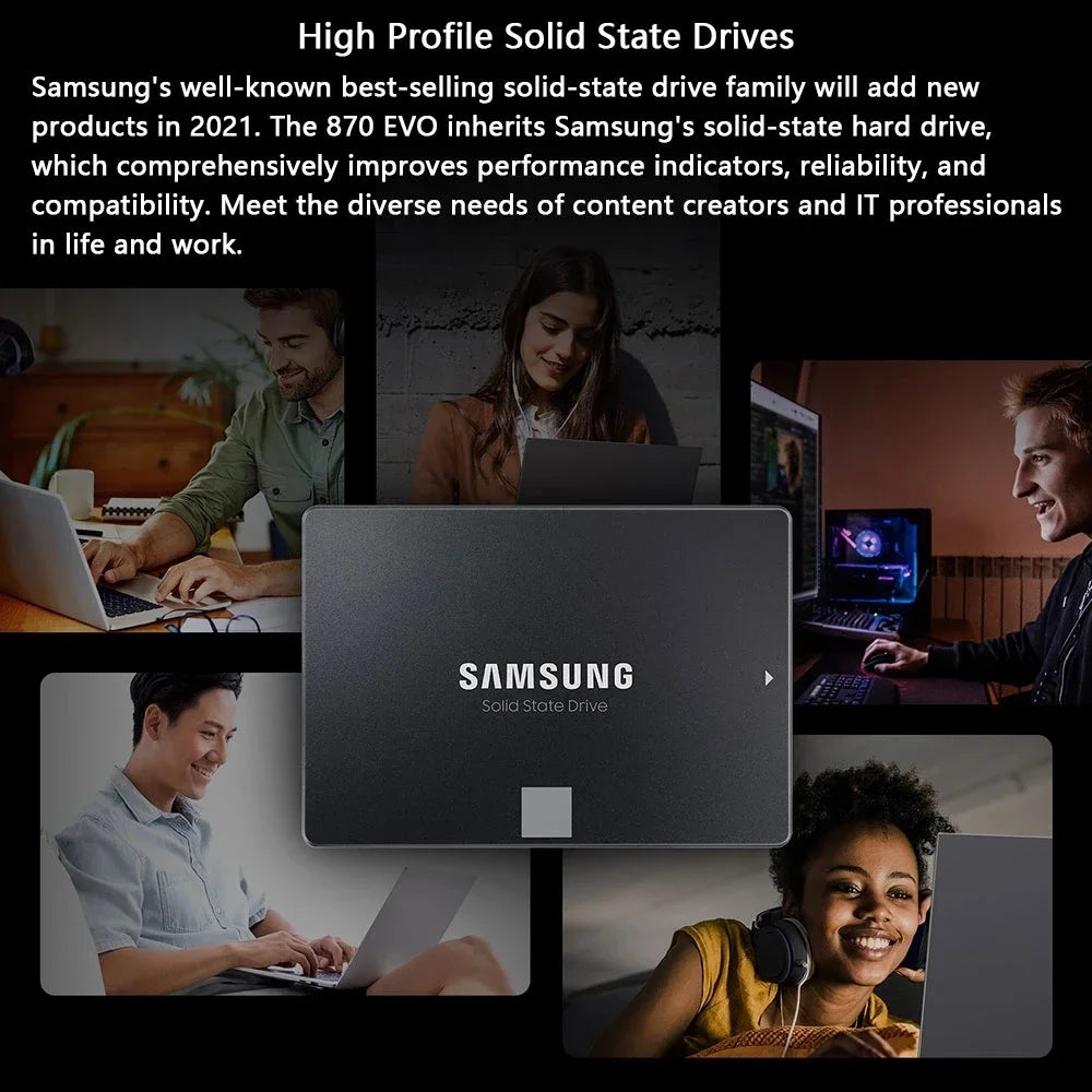 SAMSUNG 870 EVO SSD – 1TB, 2TB, 500GB, 250GB Internal Solid State Drive, SATA3 2.5 Inch for Laptop & Desktop PC