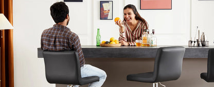 PU Leather Bar Stools Set of 2 – Upholstered Counter Height Stools with Comfortable Backrest, SGS Certified Gas Cylinder