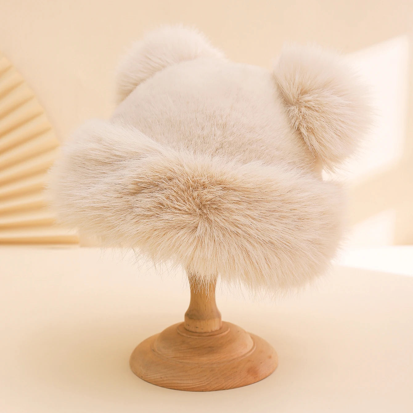 Autumn Winter Plush Big-Eared Wool Hat – Cute Solid Color Warm Ear-Protection Outdoor Beanie
