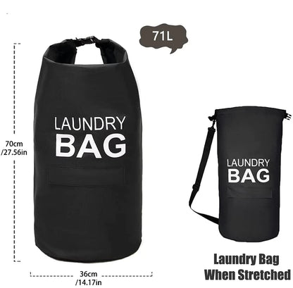 71L Laundry Backpack Hamper — Large Oxford Laundry Bag with Adjustable Shoulder Straps & Pocket