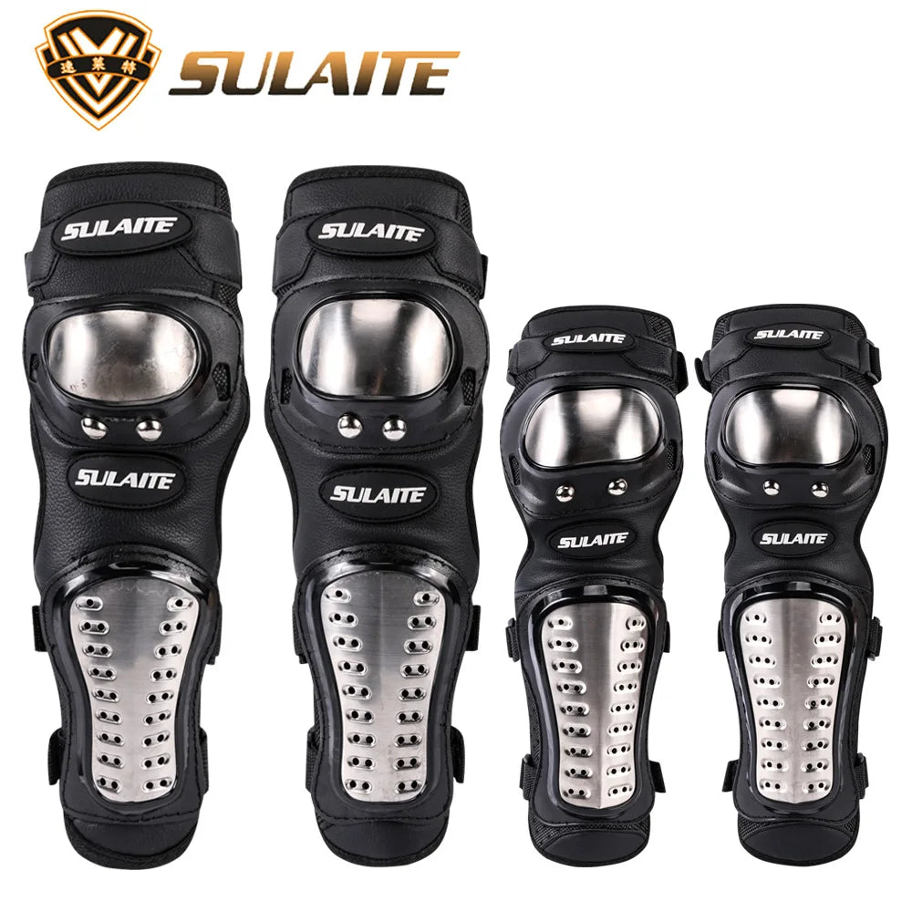 4PCS Motorcycle Knee & Elbow Pads Set — Stainless Steel Motocross Racing Protective Gear Kit