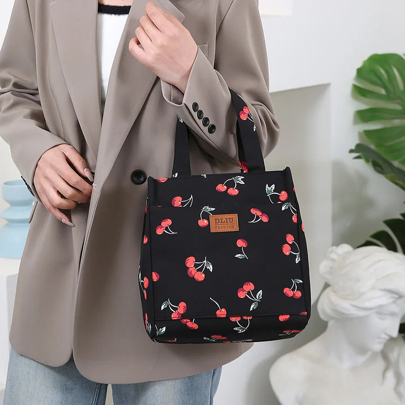 Fashionable Thickened Cotton Handbag — Large Capacity Tote, Mommy Bag, Lunch Box Storage Pouch, Commuter Handheld Bag