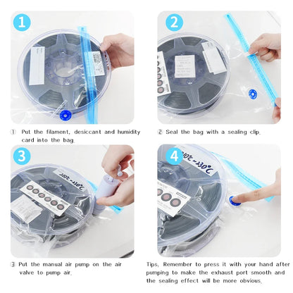 30-Pack Filament Storage Vacuum Bags for 3D Printer PLA/ABS/TPU - Humidity Resistant Dryer for Safekeeping