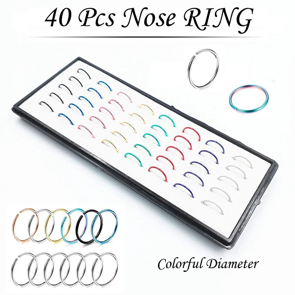 Women’s Crystal Stainless Steel Nose Stud – Hypoallergenic 1.8mm Straight, L, or Screw Nose Ring Jewelry