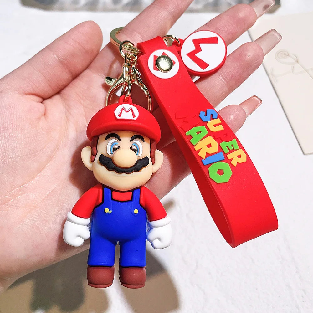 Super Mario Bros Keychain – 27 Cute Cartoon Character Action Figure Toy Doll Gift for Kids