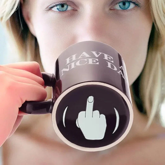Vertical Middle Finger Mug - Creative Ceramic Coffee Cup, Anime and Film Inspired, Funny Breakfast Mug, Perfect Christmas Gift