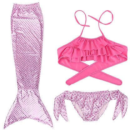Cosplay Mermaid Tail Costume for Kids — Elastic Swimwear for Girls, Quick-Dry Swimming & Party Use