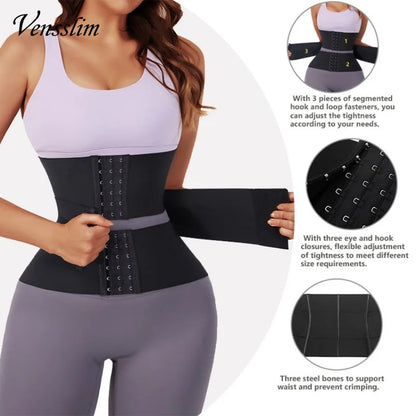 Vensslim XS-3XL Women’s Waist Trainer Belt – 3-Segment Underbust Tummy Cincher Corset Shapewear for Hourglass Slimming