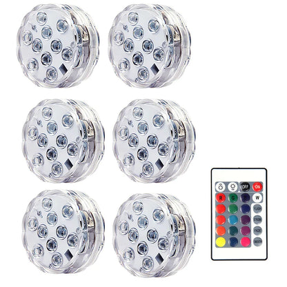 10LED RGB Submersible LED Light – Battery Operated Underwater Night Lamp for Pool, Garden, Wedding & Vase Decorations