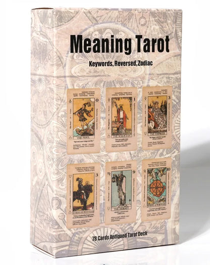 Beginner Tarot Card Deck - 78 Antiqued Tarot Cards with Meanings for Learning & Reading Practice