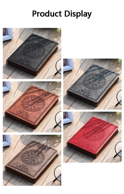 A6 Retro Pocket Mini Notebook – PU Leather Stamped Portable Notepad for Writing, Office & Bookkeeping