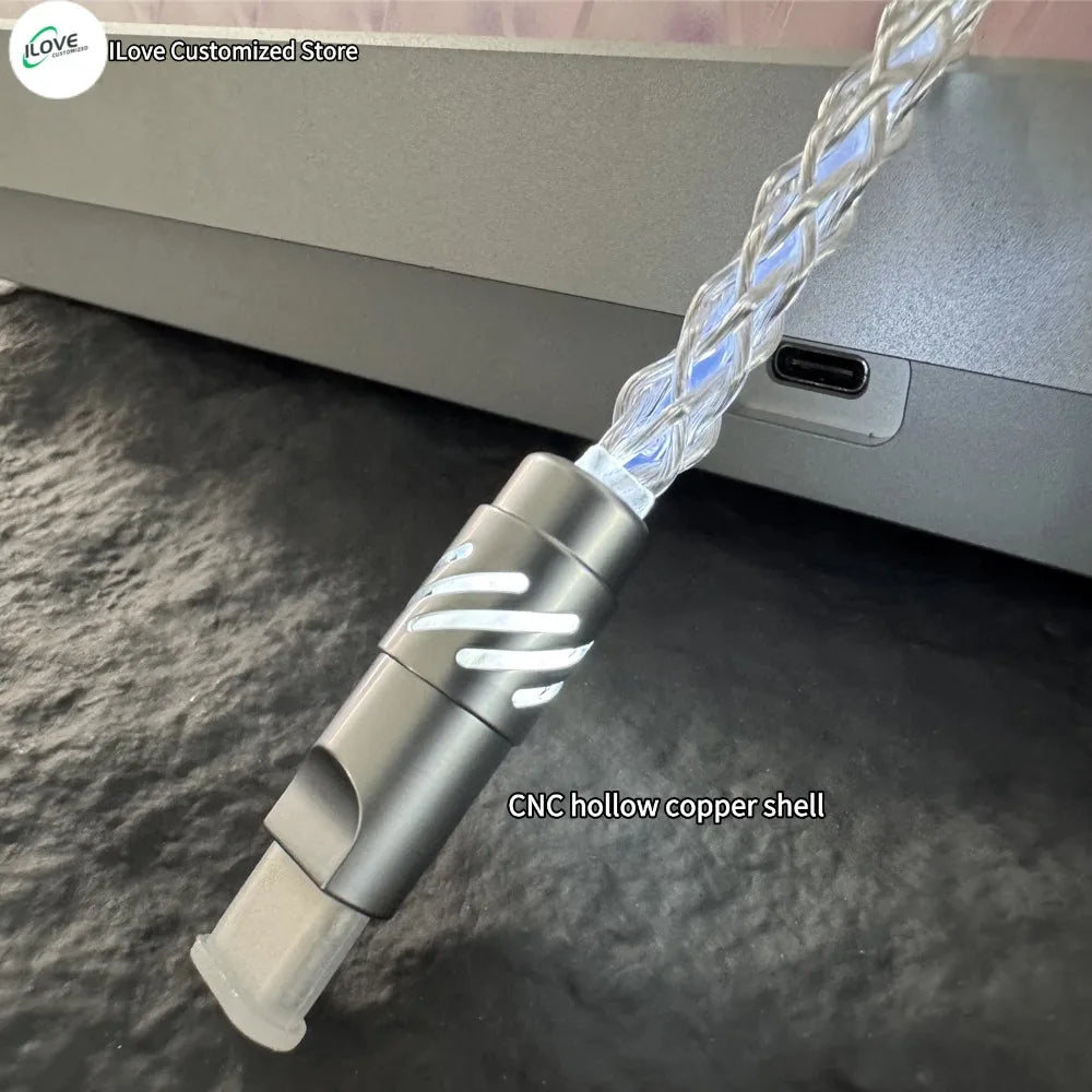 8K Gaming Keyboard USB-C Cable – Single-Crystal Copper Magnetic LED Cable for Esports Hubs and HMLAB Hubs